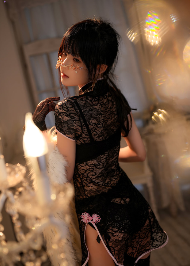 优雅魅惑 桜桃喵喵写真:黑色蕾丝旗袍主题 优雅魅惑 桜桃喵喵写真:黑色蕾丝旗袍主题