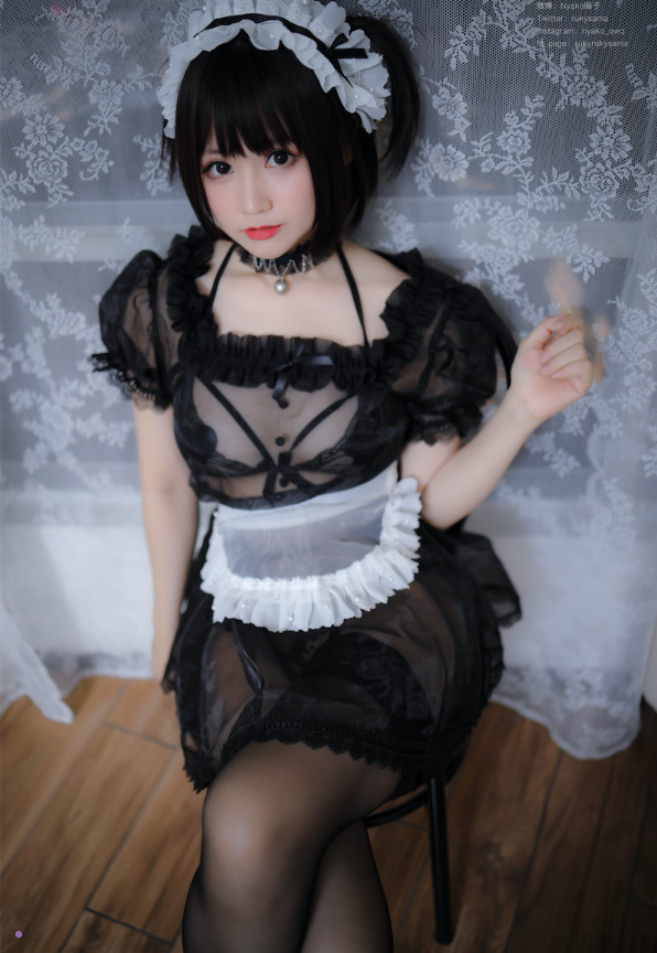 魅惑透明女仆 Nyako喵子喵写真：黑色透明女仆主题