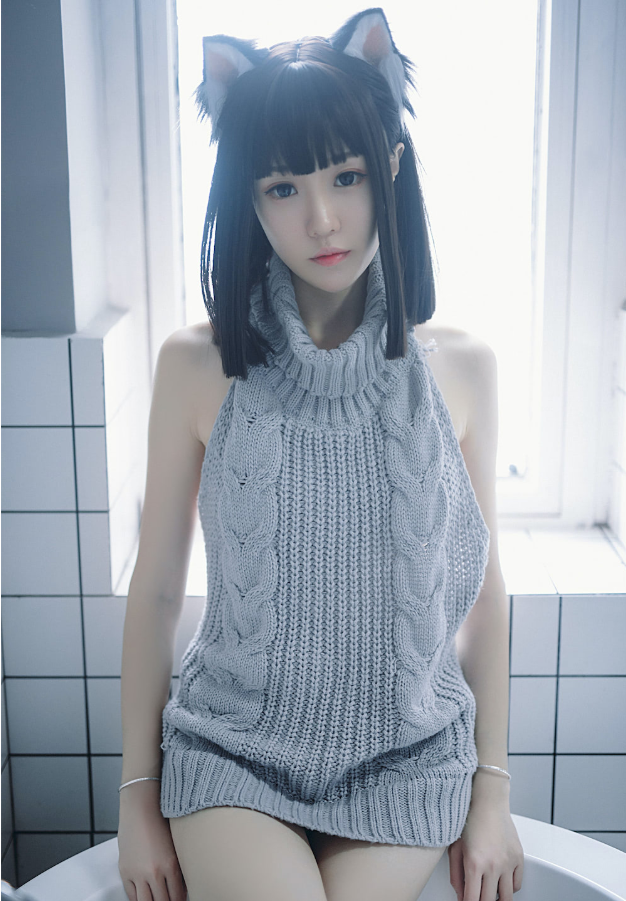 采妮 变身软萌兽娘！灰色毛衣的纯欲诱惑写真套图合集下载