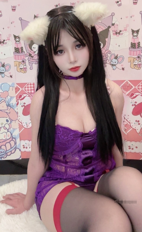 萝莉少女控 微密圈 娇俏 抖音 睡睡平安 紫色蕾丝猫耳娘私房写真图片以及视频合集下载