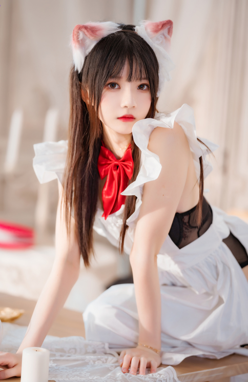 喵写真 桜桃喵《长裙妹抖》女仆茶歇娇媚写真图片以及视频合集下载