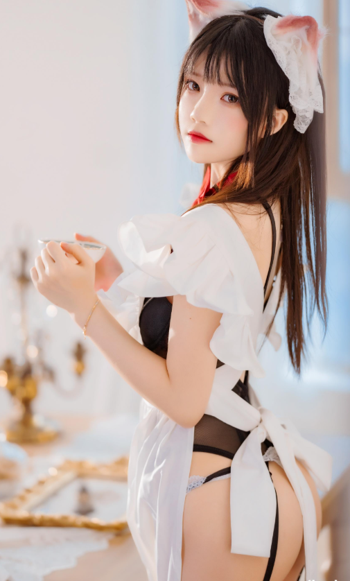 喵写真 桜桃喵《长裙妹抖》女仆茶歇娇媚写真图片以及视频合集下载